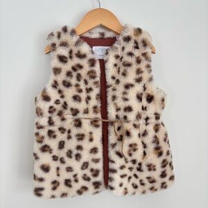 Zara Leopard Faux Fur Vest 4-5y
